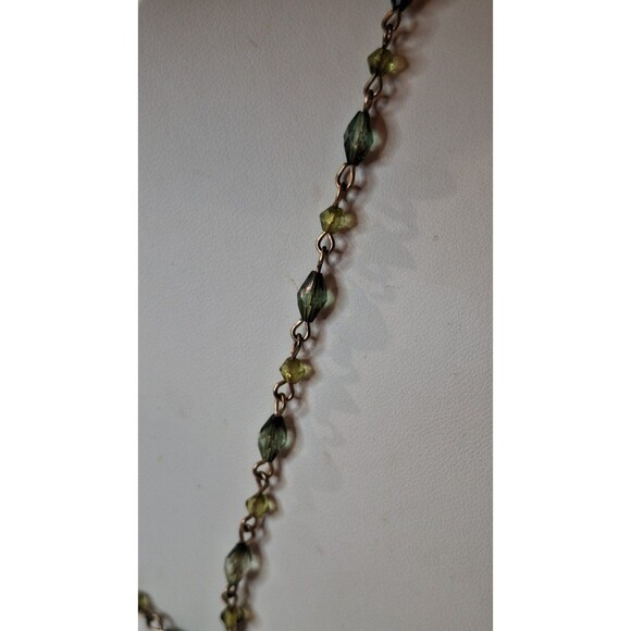 Liz Claiborne Green Rhinestone Fasion Necklace 18" Peridot Colored Stones - Picture 3 of 8